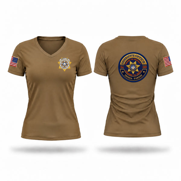 Womens Short Sleeve Vneck Shirt, Iberia Parish Sheriff's Office, Police, Teamtime, Team time, sublimation, custom sports apparel, team uniforms, spirit wear, spiritwear, sports uniforms, custom shirts, team store, custom team store, fundraiser sports, apparel fundraiser