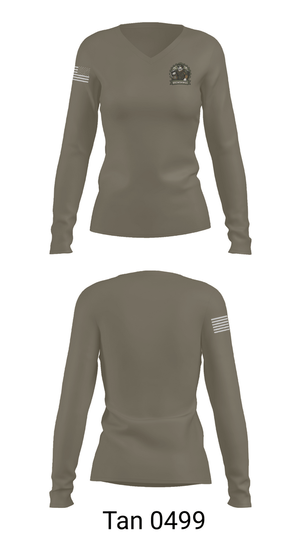 Womens Long Sleeve Vneck Shirt, E2 Brewdawgs, Army, Teamtime, Team time, sublimation, custom sports apparel, team uniforms, spirit wear, spiritwear, sports uniforms, custom shirts, team store, custom team store, fundraiser sports, apparel fundraiser