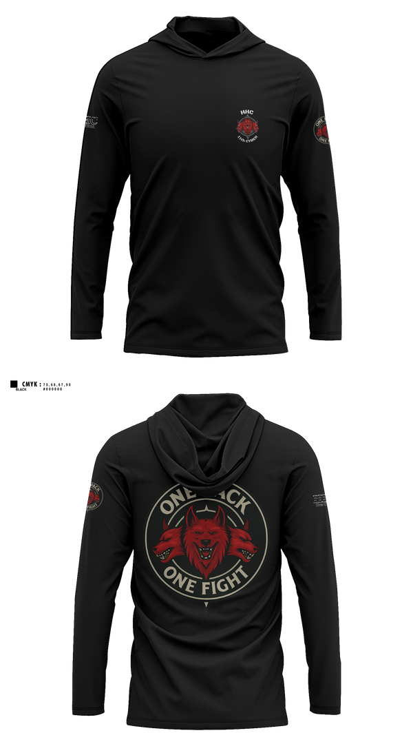 Long Sleeve Performance Shirt with hood, HHC, 11th CYB, Army, Teamtime, Team time, sublimation, custom sports apparel, team uniforms, spirit wear, spiritwear, sports uniforms, custom shirts, team store, custom team store, fundraiser sports, apparel fundraiser
