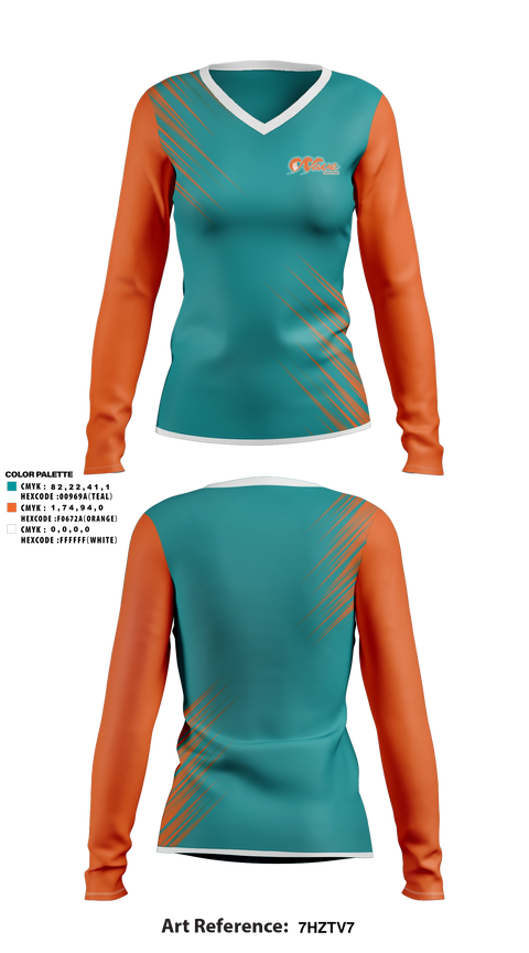 Womens Long Sleeve Vneck Shirt, Wave Fastpitch, Softball, Teamtime, Team time, sublimation, custom sports apparel, team uniforms, spirit wear, spiritwear, sports uniforms, custom shirts, team store, custom team store, fundraiser sports, apparel fundraiser