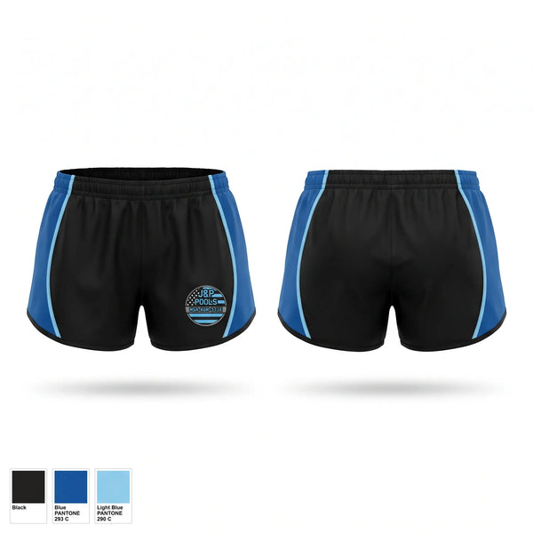 Womens Shorts, J&P Pools, , Teamtime, Team time, sublimation, custom sports apparel, team uniforms, spirit wear, spiritwear, sports uniforms, custom shirts, team store, custom team store, fundraiser sports, apparel fundraiser