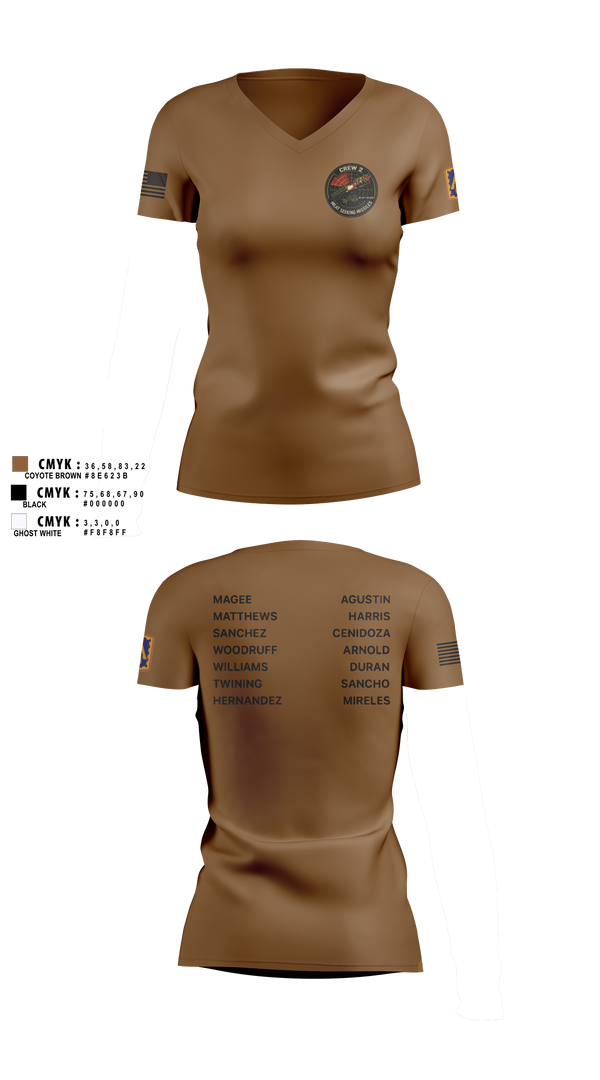 Womens Short Sleeve Vneck Shirt, Meat Seeking Missiles, Army, Teamtime, Team time, sublimation, custom sports apparel, team uniforms, spirit wear, spiritwear, sports uniforms, custom shirts, team store, custom team store, fundraiser sports, apparel fundraiser