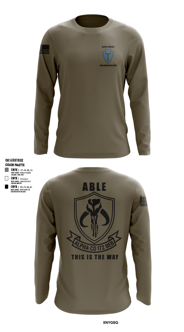 Long Sleeve Performance Shirt, A Co 172 BEB, National Guard, Teamtime, Team time, sublimation, custom sports apparel, team uniforms, spirit wear, spiritwear, sports uniforms, custom shirts, team store, custom team store, fundraiser sports, apparel fundraiser
