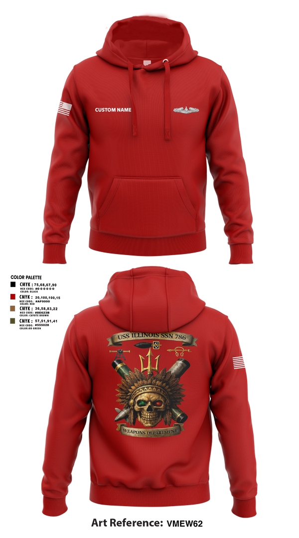 Hoodie, USS Illinois (SSN 786), , Teamtime, Team time, sublimation, custom sports apparel, team uniforms, spirit wear, spiritwear, sports uniforms, custom shirts, team store, custom team store, fundraiser sports, apparel fundraiser