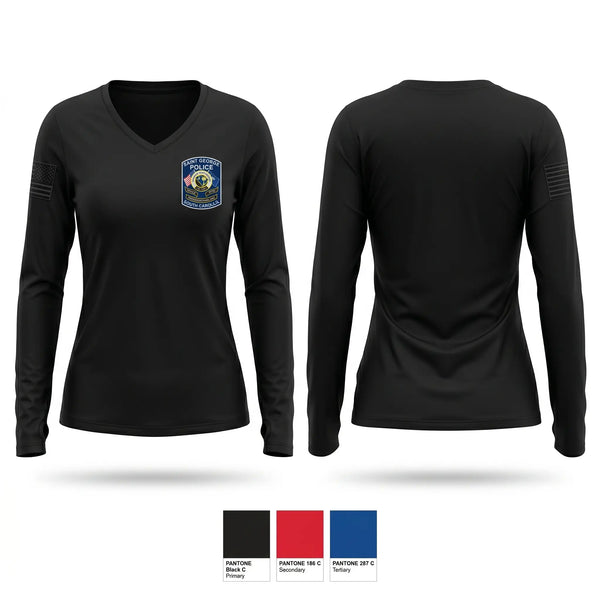 Womens Long Sleeve Vneck Shirt, St. George police dept, Police, Teamtime, Team time, sublimation, custom sports apparel, team uniforms, spirit wear, spiritwear, sports uniforms, custom shirts, team store, custom team store, fundraiser sports, apparel fundraiser