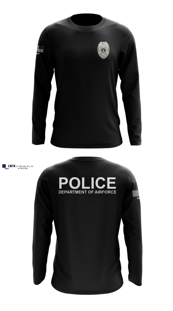 Long Sleeve Performance Shirt, DEPARTMENT OF AIRFORCE, Police, Teamtime, Team time, sublimation, custom sports apparel, team uniforms, spirit wear, spiritwear, sports uniforms, custom shirts, team store, custom team store, fundraiser sports, apparel fundraiser