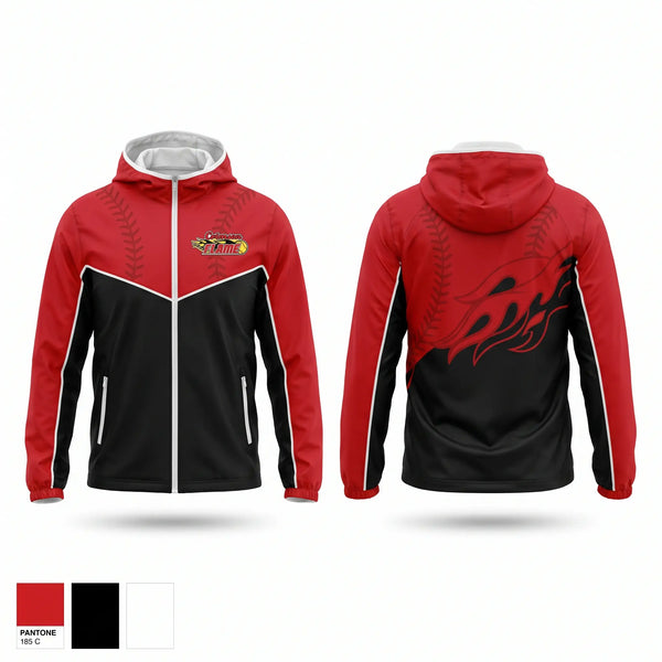 Windbreaker, Crimson Flames, Softball, Teamtime, Team time, sublimation, custom sports apparel, team uniforms, spirit wear, spiritwear, sports uniforms, custom shirts, team store, custom team store, fundraiser sports, apparel fundraiser