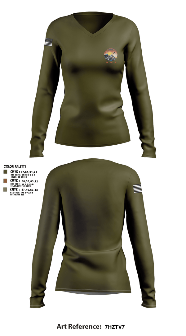 Women's Long Sleeve Vneck Shirt, SKIVVY NINE, Air Force, Teamtime, Team time, sublimation, custom sports apparel, team uniforms, spirit wear, spiritwear, sports uniforms, custom shirts, team store, custom team store, fundraiser sports, apparel fundraiser