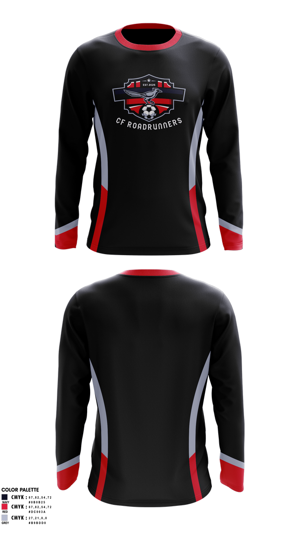 Long Sleeve Performance Shirt, CF Roadrunners, Men's Soccer, Teamtime, Team time, sublimation, custom sports apparel, team uniforms, spirit wear, spiritwear, sports uniforms, custom shirts, team store, custom team store, fundraiser sports, apparel fundraiser