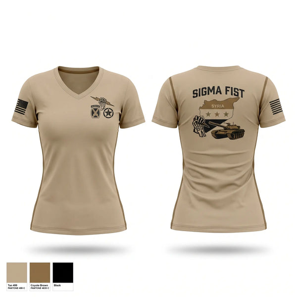 Womens Short Sleeve Vneck Shirt, 1/115th FA HHB DET 1, Army, Teamtime, Team time, sublimation, custom sports apparel, team uniforms, spirit wear, spiritwear, sports uniforms, custom shirts, team store, custom team store, fundraiser sports, apparel fundraiser