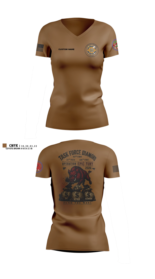 Womens Short Sleeve Vneck Shirt, 93rd Finance Battalion, National Guard, Teamtime, Team time, sublimation, custom sports apparel, team uniforms, spirit wear, spiritwear, sports uniforms, custom shirts, team store, custom team store, fundraiser sports, apparel fundraiser