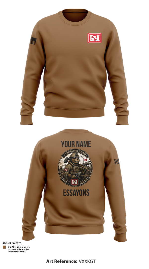 Crew Neck Sweatshirt, 279 EN DET, Army, Teamtime, Team time, sublimation, custom sports apparel, team uniforms, spirit wear, spiritwear, sports uniforms, custom shirts, team store, custom team store, fundraiser sports, apparel fundraiser