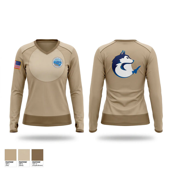 Womens Long Sleeve Vneck Shirt, Air Traffic Control & Landing Systems Division, Navy, Teamtime, Team time, sublimation, custom sports apparel, team uniforms, spirit wear, spiritwear, sports uniforms, custom shirts, team store, custom team store, fundraiser sports, apparel fundraiser