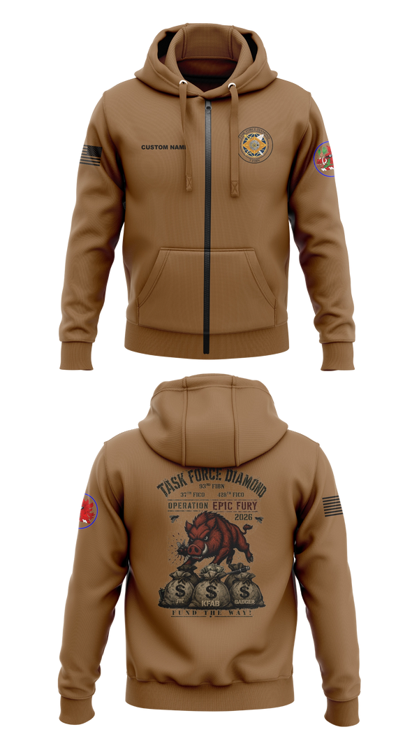 Zip Hoodie, 93rd Finance Battalion, National Guard, Teamtime, Team time, sublimation, custom sports apparel, team uniforms, spirit wear, spiritwear, sports uniforms, custom shirts, team store, custom team store, fundraiser sports, apparel fundraiser