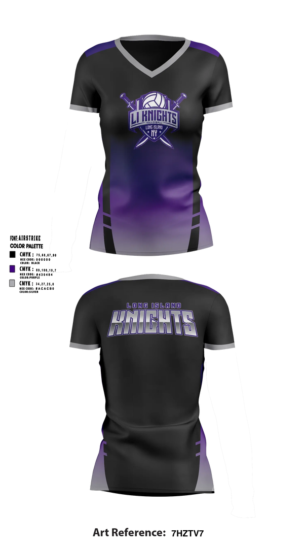 Womens Short Sleeve Vneck Shirt, LI Knights, Women's Volleyball, Teamtime, Team time, sublimation, custom sports apparel, team uniforms, spirit wear, spiritwear, sports uniforms, custom shirts, team store, custom team store, fundraiser sports, apparel fundraiser
