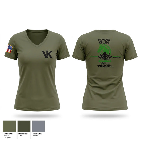 Womens Short Sleeve Vneck Shirt, VMFA-121 new, Marines, Teamtime, Team time, sublimation, custom sports apparel, team uniforms, spirit wear, spiritwear, sports uniforms, custom shirts, team store, custom team store, fundraiser sports, apparel fundraiser