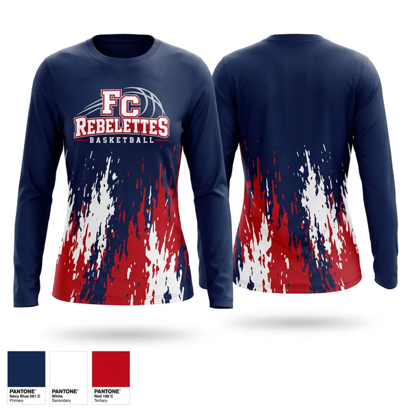 Long Sleeve Performance Shirt, Franklin County Rebelettes, Women's Basketball, Teamtime, Team time, sublimation, custom sports apparel, team uniforms, spirit wear, spiritwear, sports uniforms, custom shirts, team store, custom team store, fundraiser sports, apparel fundraiser