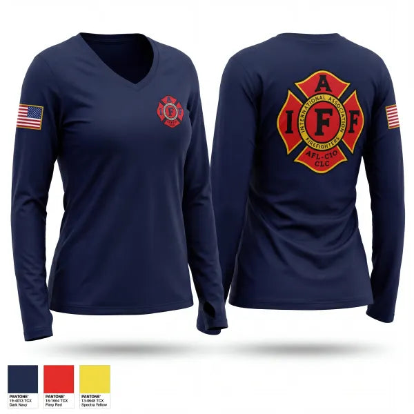 Womens Long Sleeve Vneck Shirt, Avon Fire Department, Fire Department, Teamtime, Team time, sublimation, custom sports apparel, team uniforms, spirit wear, spiritwear, sports uniforms, custom shirts, team store, custom team store, fundraiser sports, apparel fundraiser