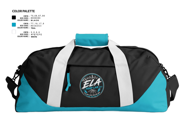 Duffle Bag, ELA hoopers, Women's Basketball, Teamtime, Team time, sublimation, custom sports apparel, team uniforms, spirit wear, spiritwear, sports uniforms, custom shirts, team store, custom team store, fundraiser sports, apparel fundraiser