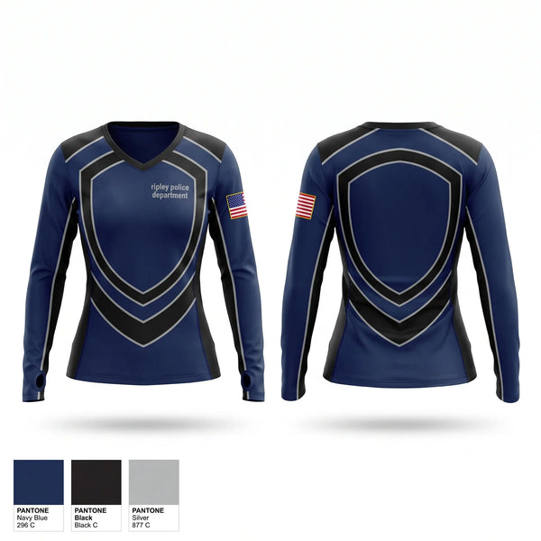Womens Long Sleeve Vneck Shirt, ripley poice department, Police, Teamtime, Team time, sublimation, custom sports apparel, team uniforms, spirit wear, spiritwear, sports uniforms, custom shirts, team store, custom team store, fundraiser sports, apparel fundraiser