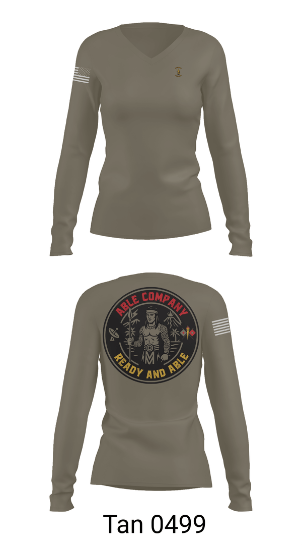 Womens Long Sleeve Vneck Shirt, 307TH ESB-E, Army, Teamtime, Team time, sublimation, custom sports apparel, team uniforms, spirit wear, spiritwear, sports uniforms, custom shirts, team store, custom team store, fundraiser sports, apparel fundraiser