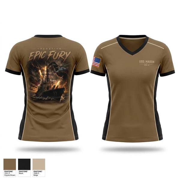 Womens Short Sleeve Vneck Shirt, USS MASON, Navy, Teamtime, Team time, sublimation, custom sports apparel, team uniforms, spirit wear, spiritwear, sports uniforms, custom shirts, team store, custom team store, fundraiser sports, apparel fundraiser