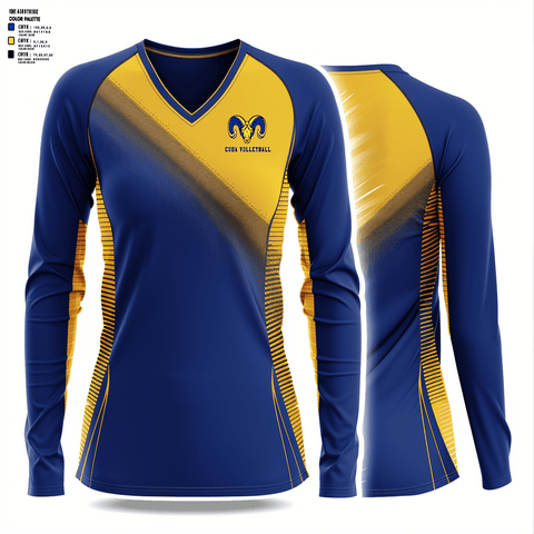 Women's Long Sleeve Vneck Shirt, Cuba High School Volleyball, Women's Volleyball, Teamtime, Team time, sublimation, custom sports apparel, team uniforms, spirit wear, spiritwear, sports uniforms, custom shirts, team store, custom team store, fundraiser sports, apparel fundraiser