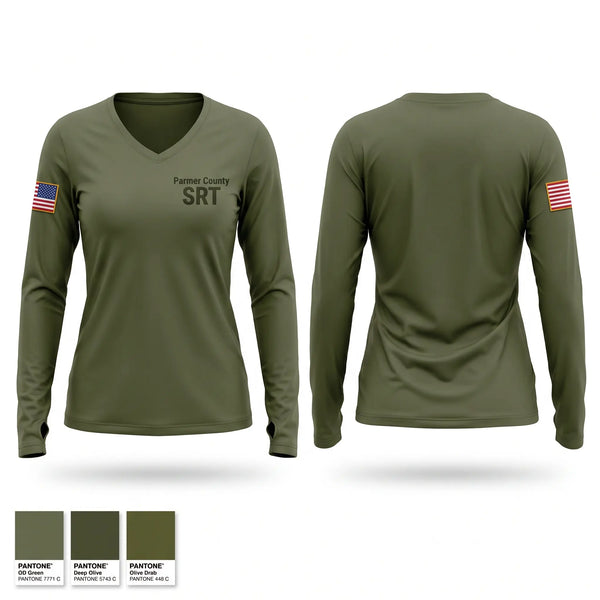 Womens Long Sleeve Vneck Shirt, Parmer County SRT, Police, Teamtime, Team time, sublimation, custom sports apparel, team uniforms, spirit wear, spiritwear, sports uniforms, custom shirts, team store, custom team store, fundraiser sports, apparel fundraiser