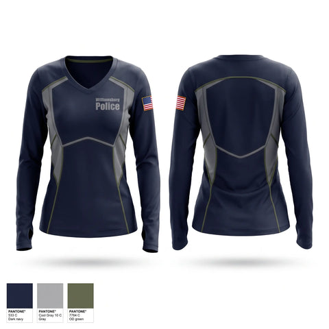 Womens Long Sleeve Vneck Shirt, Williamsburg Police, Police, Teamtime, Team time, sublimation, custom sports apparel, team uniforms, spirit wear, spiritwear, sports uniforms, custom shirts, team store, custom team store, fundraiser sports, apparel fundraiser
