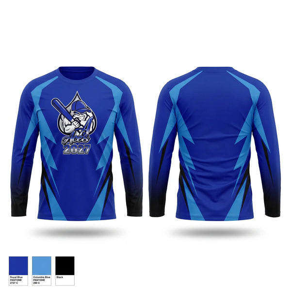 Long Sleeve Performance Shirt, Aces, Baseball, Teamtime, Team time, sublimation, custom sports apparel, team uniforms, spirit wear, spiritwear, sports uniforms, custom shirts, team store, custom team store, fundraiser sports, apparel fundraiser
