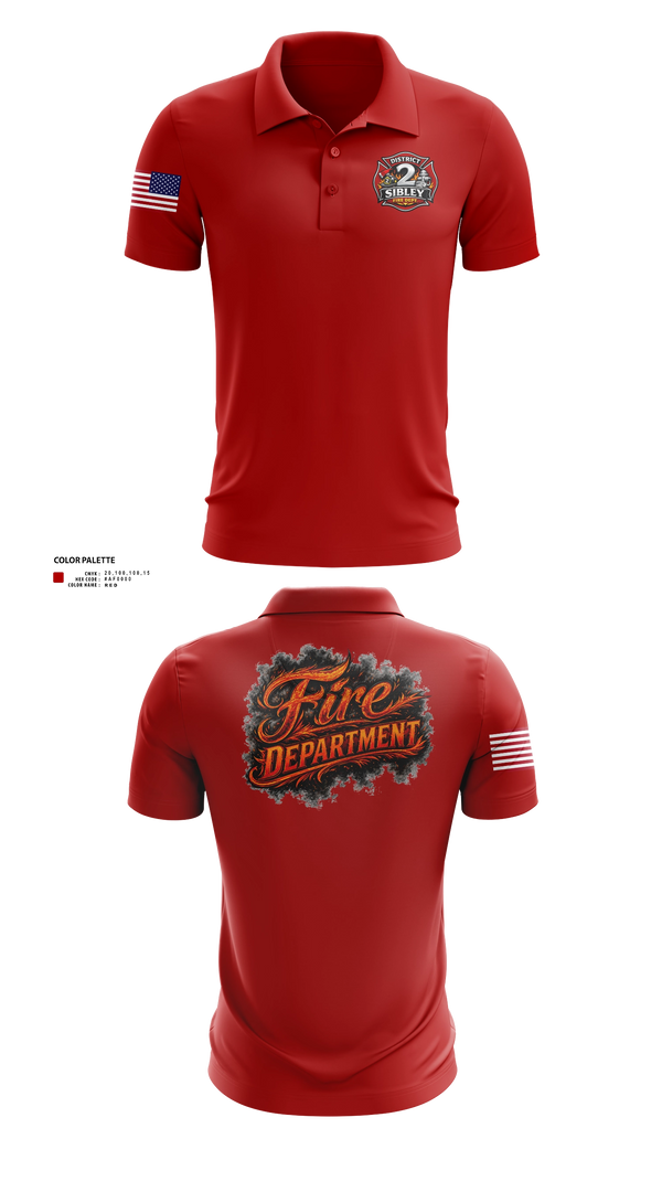 Short Sleeve Performance Polo, Sibley District 2, Fire Department, Teamtime, Team time, sublimation, custom sports apparel, team uniforms, spirit wear, spiritwear, sports uniforms, custom shirts, team store, custom team store, fundraiser sports, apparel fundraiser