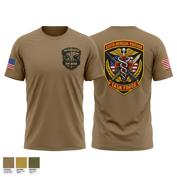 Old School Cotton Feel Shirt, 338th MED BDE, Army, Teamtime, Team time, sublimation, custom sports apparel, team uniforms, spirit wear, spiritwear, sports uniforms, custom shirts, team store, custom team store, fundraiser sports, apparel fundraiser