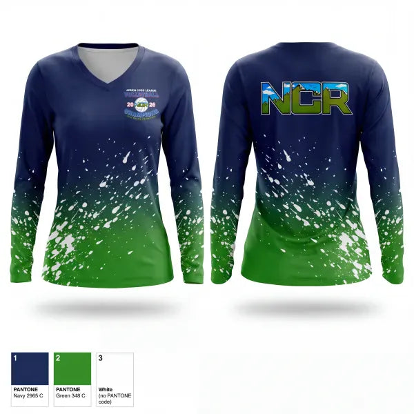 Womens Long Sleeve Vneck Shirt, NCR, Women's Volleyball, Teamtime, Team time, sublimation, custom sports apparel, team uniforms, spirit wear, spiritwear, sports uniforms, custom shirts, team store, custom team store, fundraiser sports, apparel fundraiser
