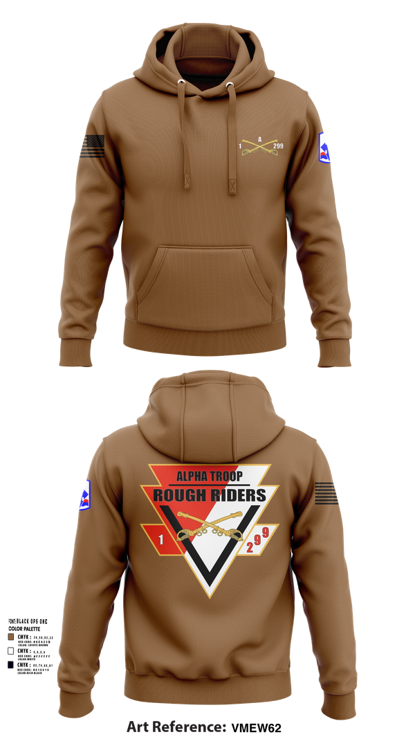 Hoodie, A Troop, 1st squadron-299th Calvary Regiment, , Teamtime, Team time, sublimation, custom sports apparel, team uniforms, spirit wear, spiritwear, sports uniforms, custom shirts, team store, custom team store, fundraiser sports, apparel fundraiser