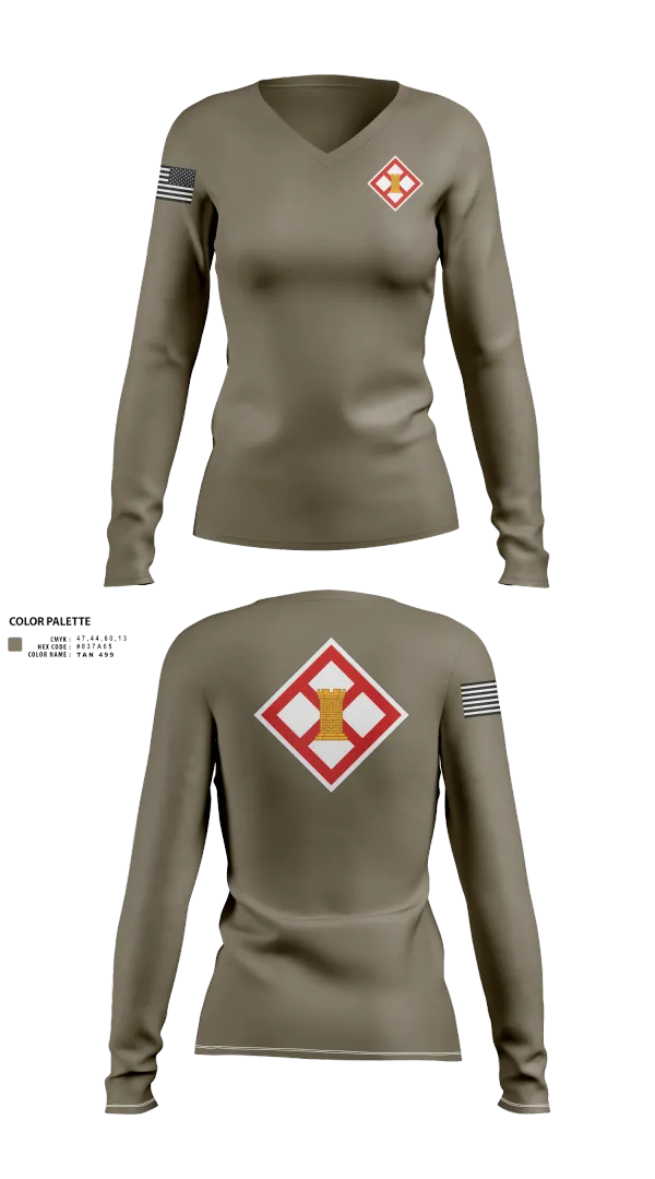 Womens Long Sleeve Vneck Shirt, 683rd ENG DET, , Teamtime, Team time, sublimation, custom sports apparel, team uniforms, spirit wear, spiritwear, sports uniforms, custom shirts, team store, custom team store, fundraiser sports, apparel fundraiser