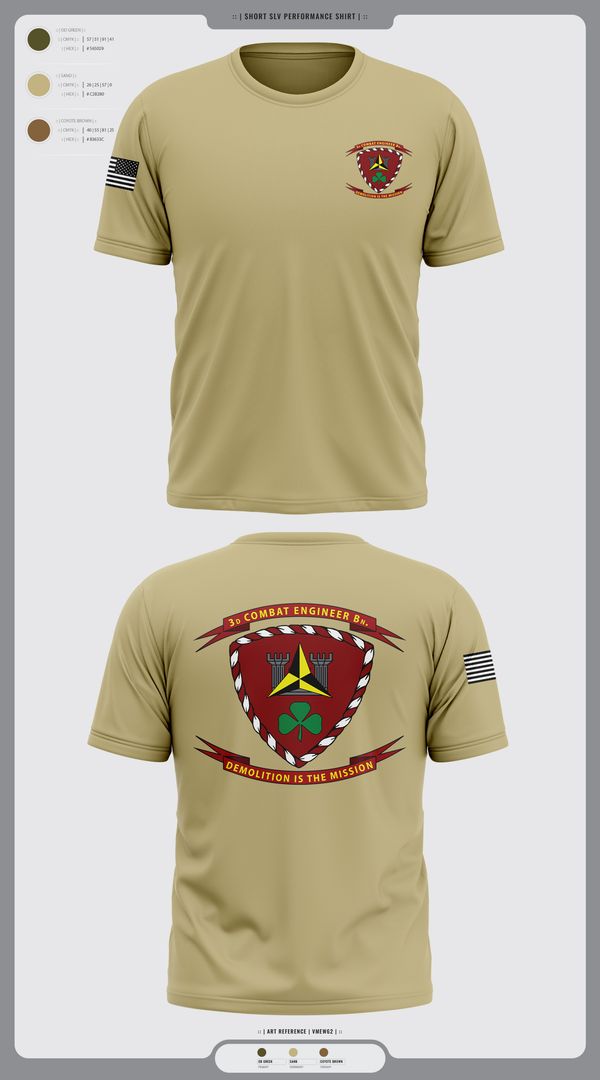 Short Sleeve Performance Shirt, 3d Combat Engineer Battalion, , Teamtime, Team time, sublimation, custom sports apparel, team uniforms, spirit wear, spiritwear, sports uniforms, custom shirts, team store, custom team store, fundraiser sports, apparel fundraiser