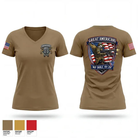 Womens Short Sleeve Vneck Shirt, 01-26 MP BOLC, Army, Teamtime, Team time, sublimation, custom sports apparel, team uniforms, spirit wear, spiritwear, sports uniforms, custom shirts, team store, custom team store, fundraiser sports, apparel fundraiser