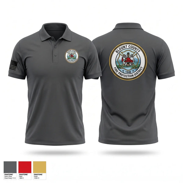 Short Sleeve Performance Polo, Blount County Fire Protection District, Fire Department, Teamtime, Team time, sublimation, custom sports apparel, team uniforms, spirit wear, spiritwear, sports uniforms, custom shirts, team store, custom team store, fundraiser sports, apparel fundraiser