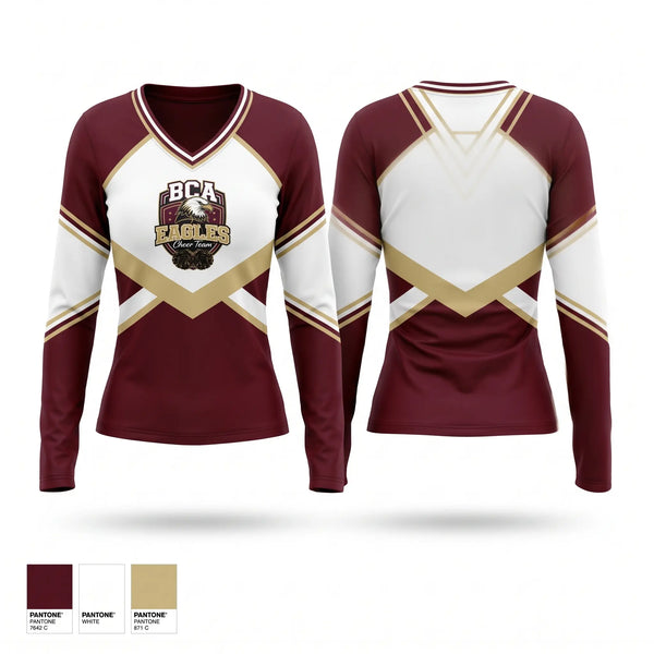 Womens Long Sleeve Vneck Shirt, Eagles, Cheer, Teamtime, Team time, sublimation, custom sports apparel, team uniforms, spirit wear, spiritwear, sports uniforms, custom shirts, team store, custom team store, fundraiser sports, apparel fundraiser