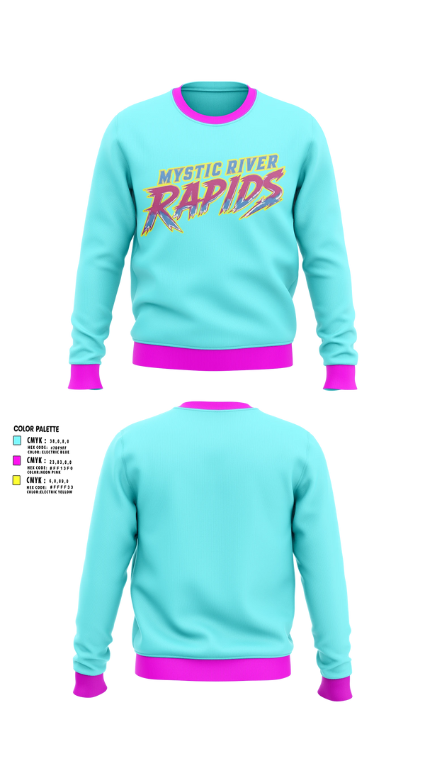 Crew Neck Sweatshirt, Mystic River Rapids, Baseball, Teamtime, Team time, sublimation, custom sports apparel, team uniforms, spirit wear, spiritwear, sports uniforms, custom shirts, team store, custom team store, fundraiser sports, apparel fundraiser