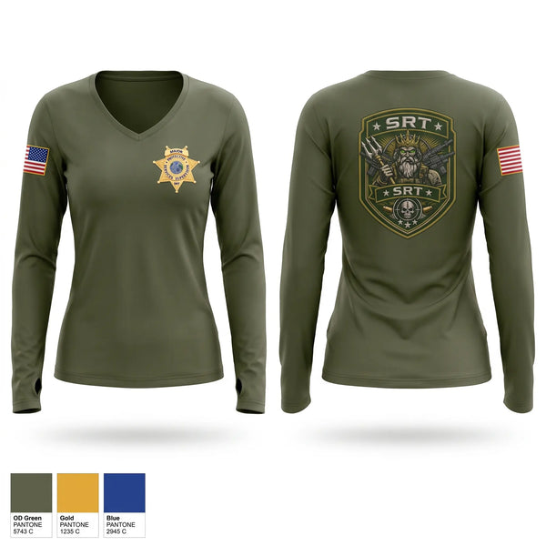 Womens Long Sleeve Vneck Shirt, STARS, Police, Teamtime, Team time, sublimation, custom sports apparel, team uniforms, spirit wear, spiritwear, sports uniforms, custom shirts, team store, custom team store, fundraiser sports, apparel fundraiser