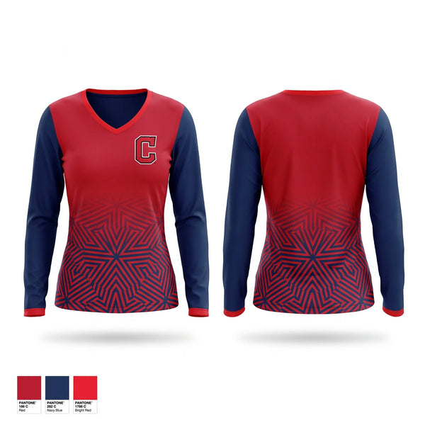 Womens Long Sleeve Vneck Shirt, Cornell, Ice Hockey, Teamtime, Team time, sublimation, custom sports apparel, team uniforms, spirit wear, spiritwear, sports uniforms, custom shirts, team store, custom team store, fundraiser sports, apparel fundraiser