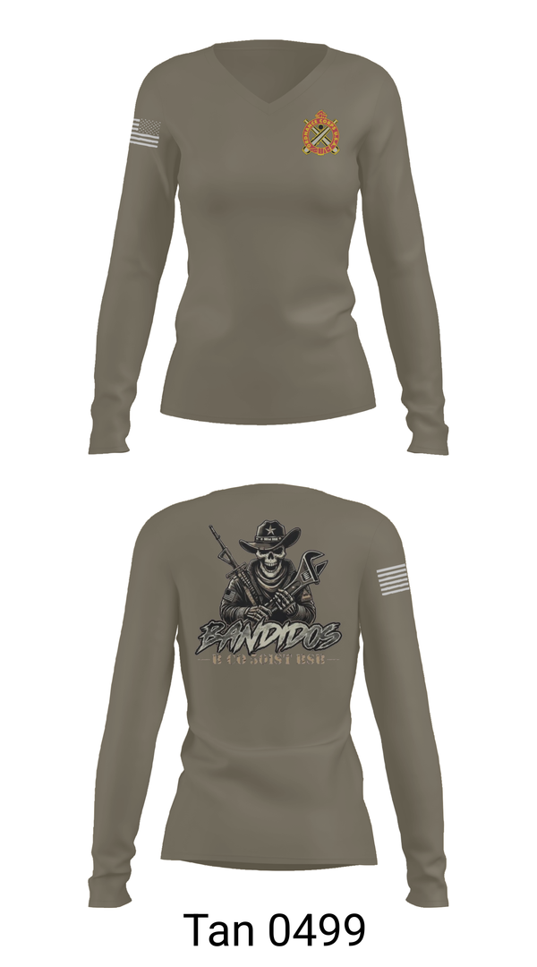 Womens Long Sleeve Vneck Shirt, 501st BSB, B Company, , Teamtime, Team time, sublimation, custom sports apparel, team uniforms, spirit wear, spiritwear, sports uniforms, custom shirts, team store, custom team store, fundraiser sports, apparel fundraiser