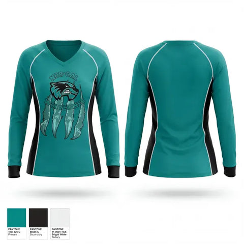 Womens Long Sleeve Vneck Shirt, NorCal Wolverines, , Teamtime, Team time, sublimation, custom sports apparel, team uniforms, spirit wear, spiritwear, sports uniforms, custom shirts, team store, custom team store, fundraiser sports, apparel fundraiser
