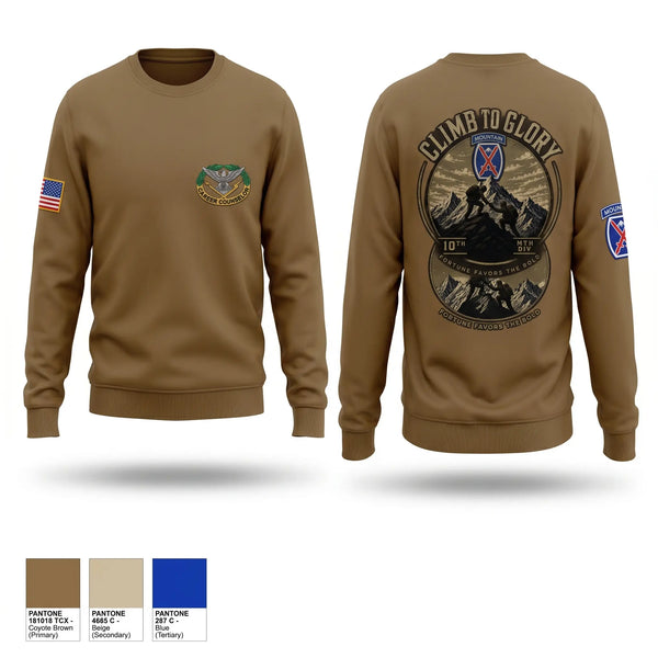 Crew Neck Sweatshirt, 10th Mountain Division, Army, Teamtime, Team time, sublimation, custom sports apparel, team uniforms, spirit wear, spiritwear, sports uniforms, custom shirts, team store, custom team store, fundraiser sports, apparel fundraiser