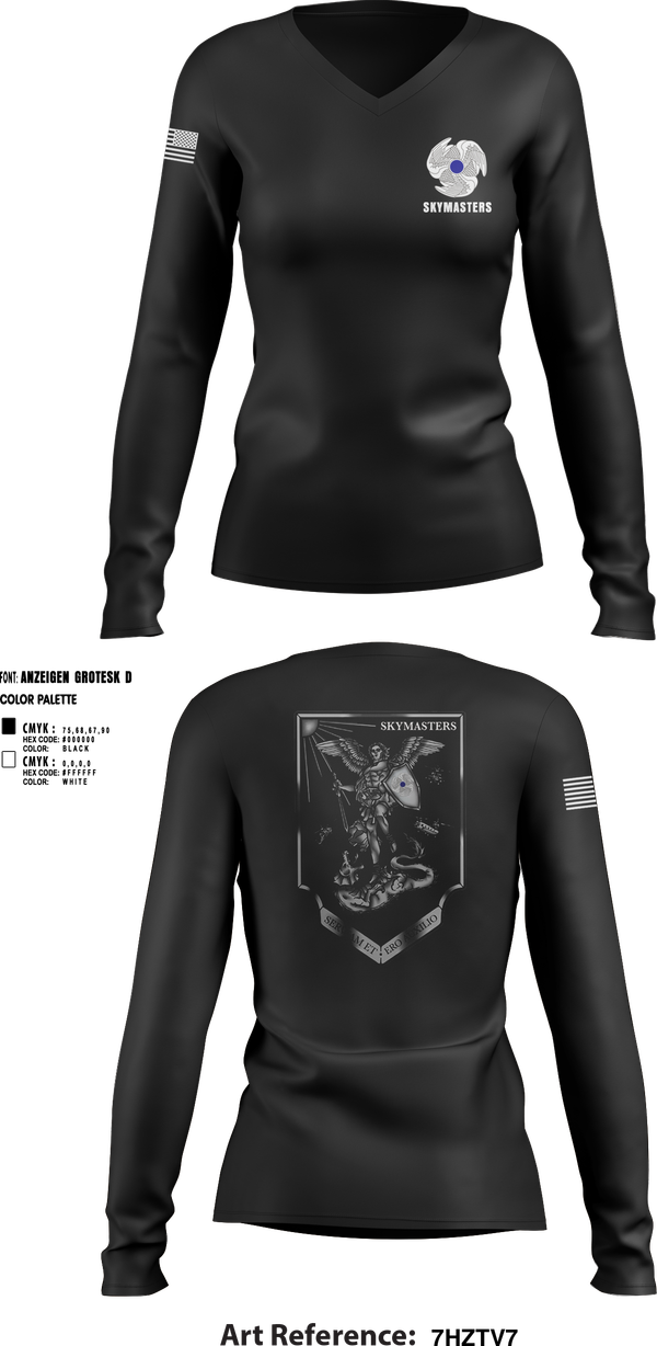 Womens Long Sleeve Vneck Shirt, 1-222 Aviaition Regiment, Army, Teamtime, Team time, sublimation, custom sports apparel, team uniforms, spirit wear, spiritwear, sports uniforms, custom shirts, team store, custom team store, fundraiser sports, apparel fundraiser