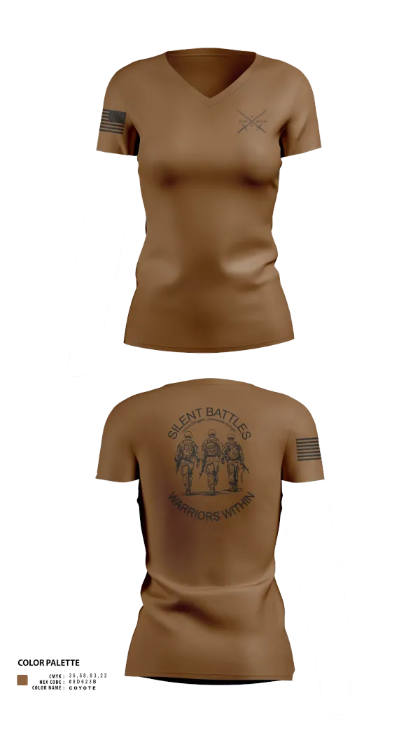Womens Short Sleeve Vneck Shirt, Silent Battles, , Teamtime, Team time, sublimation, custom sports apparel, team uniforms, spirit wear, spiritwear, sports uniforms, custom shirts, team store, custom team store, fundraiser sports, apparel fundraiser