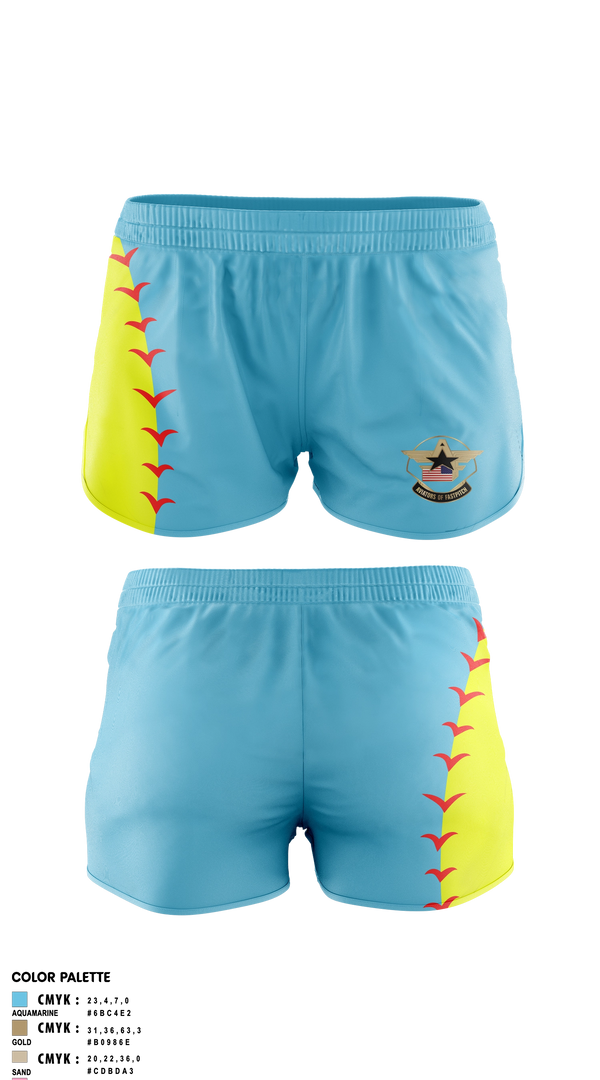 Womens Shorts, Aviators of Fastpitch, Softball, Teamtime, Team time, sublimation, custom sports apparel, team uniforms, spirit wear, spiritwear, sports uniforms, custom shirts, team store, custom team store, fundraiser sports, apparel fundraiser