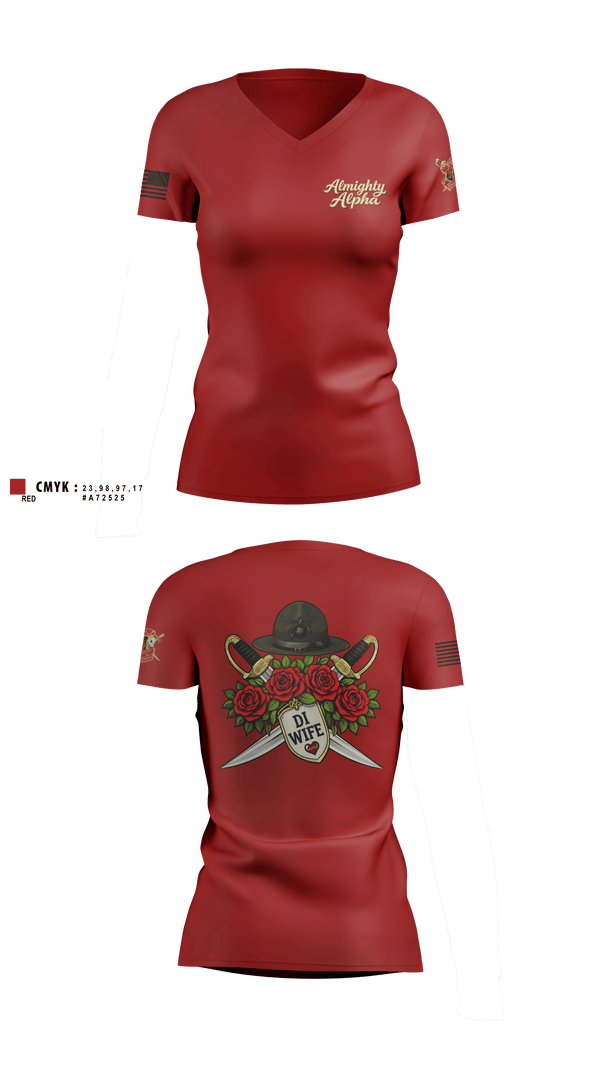 Womens Short Sleeve Vneck Shirt, Alpha company, Marines, Teamtime, Team time, sublimation, custom sports apparel, team uniforms, spirit wear, spiritwear, sports uniforms, custom shirts, team store, custom team store, fundraiser sports, apparel fundraiser