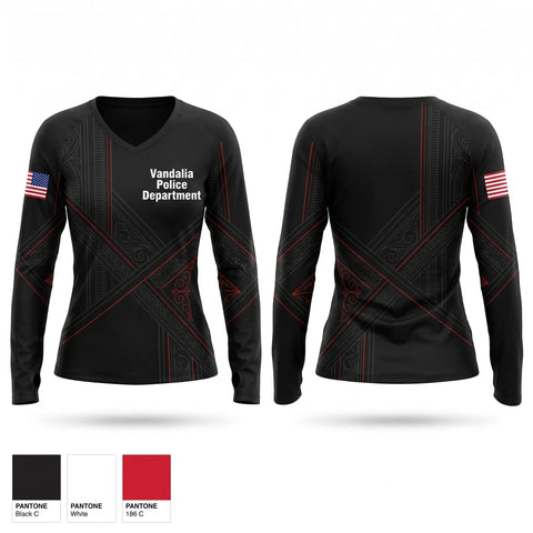 Womens Long Sleeve Vneck Shirt, Vandalia Police Department, Police, Teamtime, Team time, sublimation, custom sports apparel, team uniforms, spirit wear, spiritwear, sports uniforms, custom shirts, team store, custom team store, fundraiser sports, apparel fundraiser